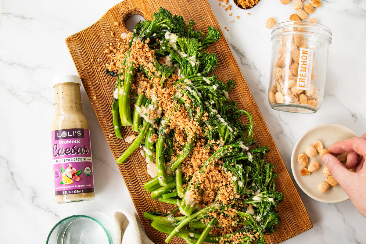 Broccolini With Marcona Almond Breadcrumbs + Caesar Drizzle – EatLolis